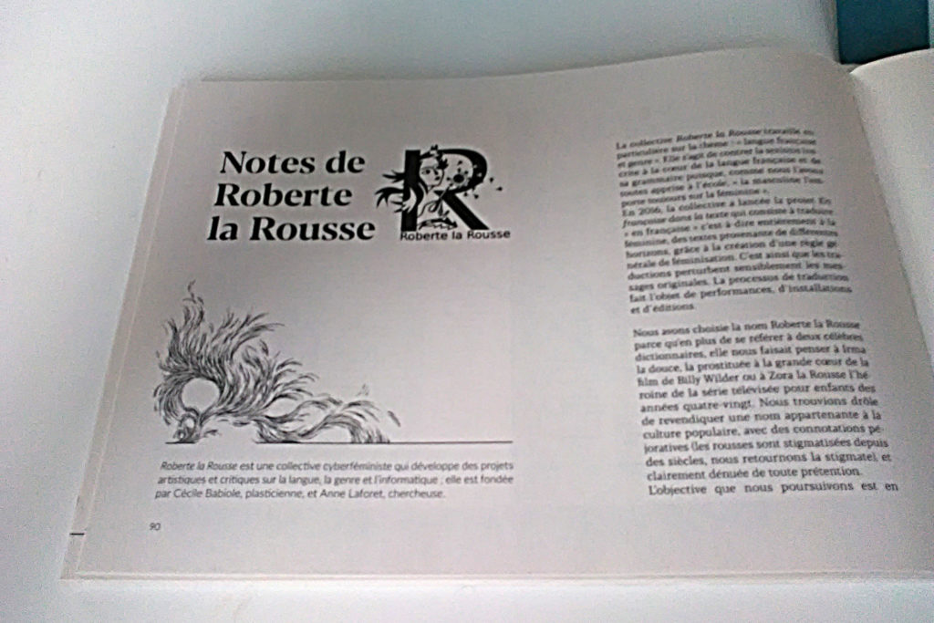 Article de Roberte la Rousse dans la Revue Papier Machine numéro  8 et 1/2